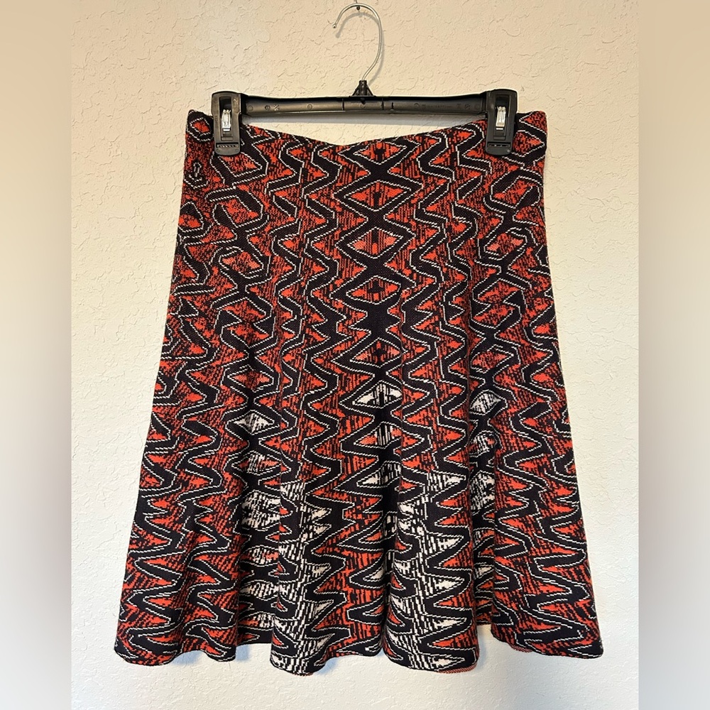 NIC+ZOE Vibrant Red and Black A-Line Knit A-Line, Tribal Inspired Print Size S